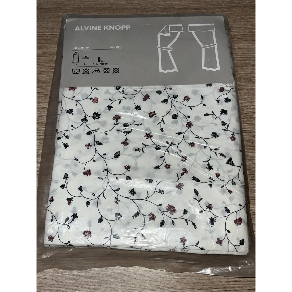 IKEA Alvine Knopp 57 X 118 Curtain Panels Vintage 2003 Floral Cotton New Rare